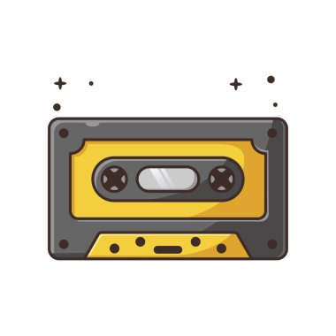 Kasetçalar Çizgi Film Vektör İllüstrasyonu - Beyaz Arkaplanda İzole Edildi.