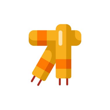 Eşarp Düz Simgesi - Sonbahar Sezon Simgesi Vektör İllüstrasyon Tasarımı