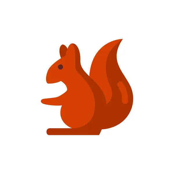 Squirrel Düz Simgesi - Sonbahar Sezon Simgesi Vektör İllüstrasyon Tasarımı