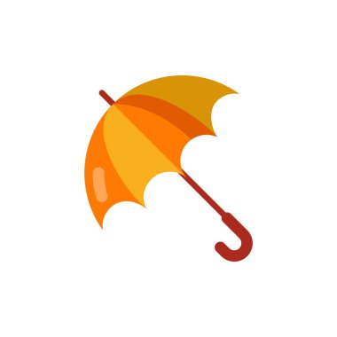 Umbrella Düz Simgesi - Sonbahar Sezon Simgesi Vektör İllüstrasyon Tasarımı