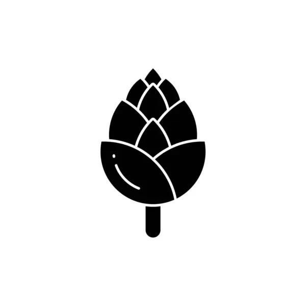 Pine Cone Glyph Simgesi - Sonbahar Sezon Simgesi Vektör İllüstrasyon Tasarımı