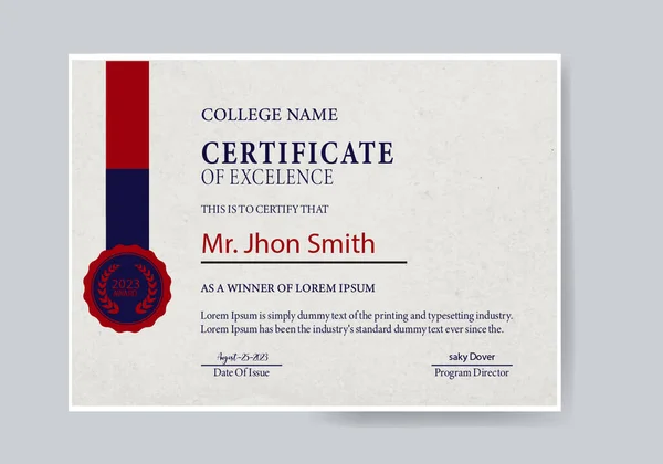 Diploma Certificate Excellence Template Vektorová Grafika