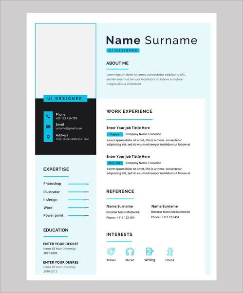 Professional Modern Resume Template — Stock Vector