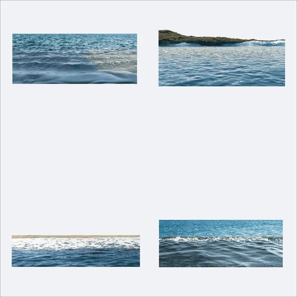 Σετ Από Πολύχρωμη Θάλασσα Εικονογράφηση Διανύσματος Απομονωμένα Λευκό Φόντο — Διανυσματικό Αρχείο