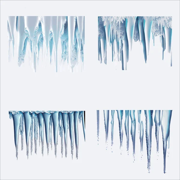 stock vector Set of winter icicles. Vector illustration. Frosty patterns