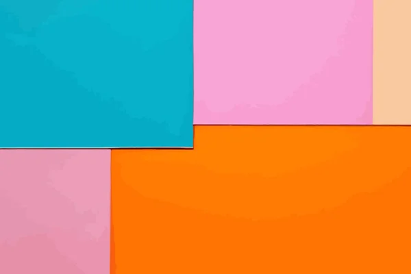 Colore Che Blocca Posa Piatta Con Foglie Arancione Rosa Chiaro — Vettoriale Stock