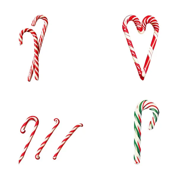 Beyaz arka planda kalp şeklinde Noel şekerleri.