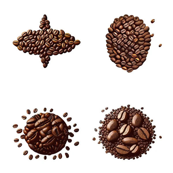 Koffiebonen Instellen Geïsoleerd Een Witte Achtergrond — Stockvector