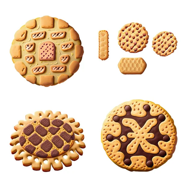 Ciasteczka Biscuit Izolowane Białym Tle Vector Eps — Wektor stockowy
