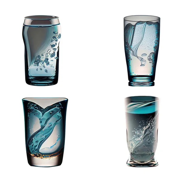 Glas Med Vand Isoleret Hvid Baggrund – Stock-vektor