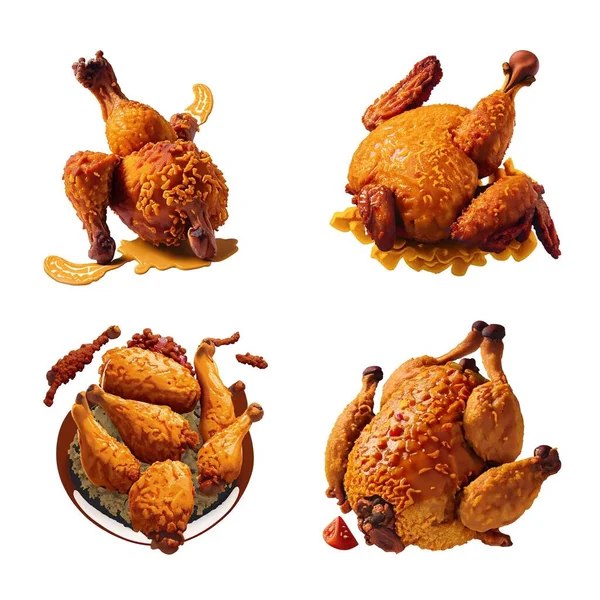 Beyaz Arka Planda Izole Edilmiş Kızarmış Tavuk Hazırlayıcı — Stok Vektör