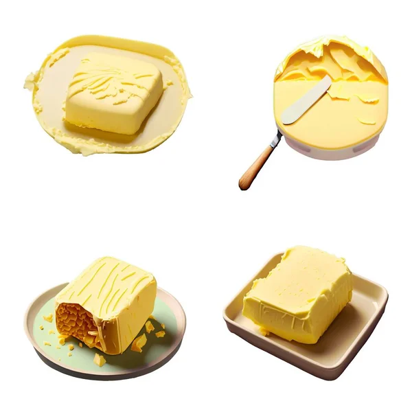 Кусочки Масла Выделены Белом Фоне Вектор — стоковый вектор