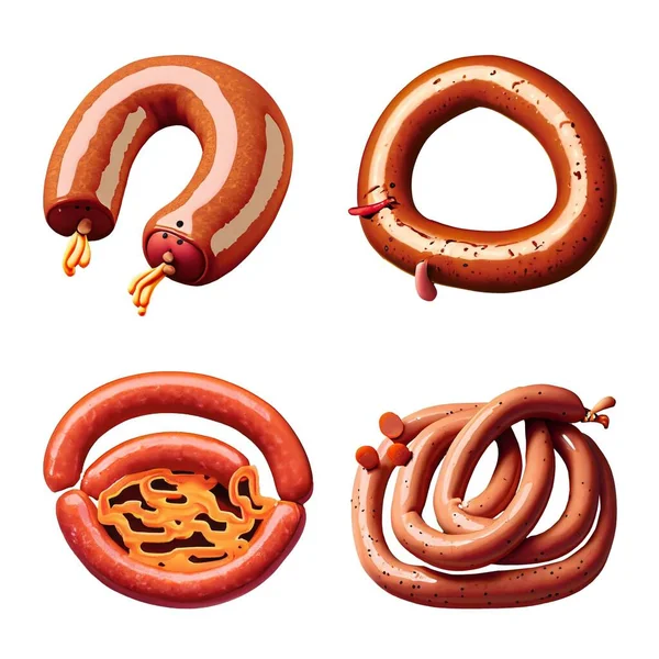 Sausage Icons Set Cartoon Set Sausage Icons Web Design — Stock Vector