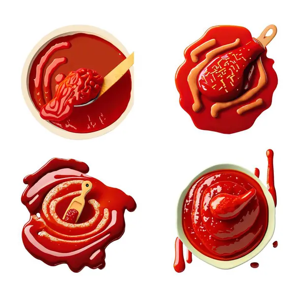 Conjunto Salsa Tomate Salsa Ilustración Vectorial — Vector de stock