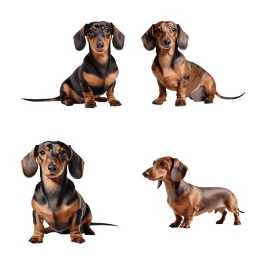 Güzel Dachshund seti beyaz arkaplanda izole edildi