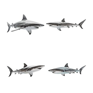Güzel Köpekbalığı seti beyaz arkaplanda izole edildi