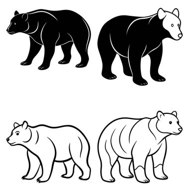 Üç boyutlu dinamik ayı siluet çizgisi sanatı