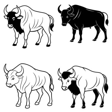 Üç boyutlu dinamik bizon siluet çizgisi çizimi