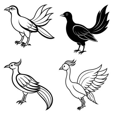 Üç boyutlu dinamik kuş siluet çizgisi sanatı