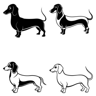Üç boyutlu dinamik dachshund siluet çizgisi çizimi
