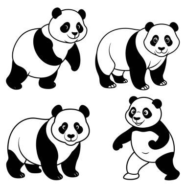 3D dinamik panda siluet çizgisi sanatı