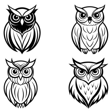 Üç boyutlu dinamik baykuş siluet çizgisi sanatı