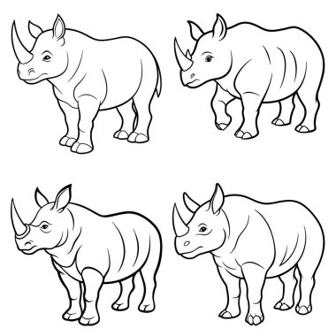 Üç boyutlu dinamik gergedan silueti çizimi