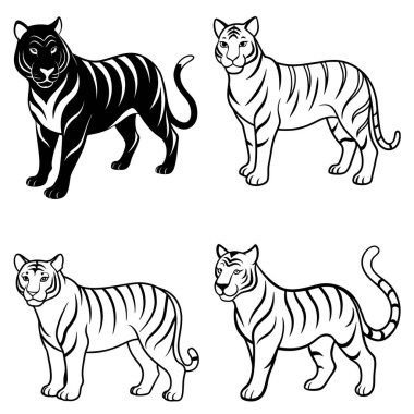 Üç boyutlu dinamik kaplan siluet çizgisi sanatı