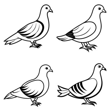 Üç boyutlu dinamik beyaz güvercin siluet çizgisi sanatı