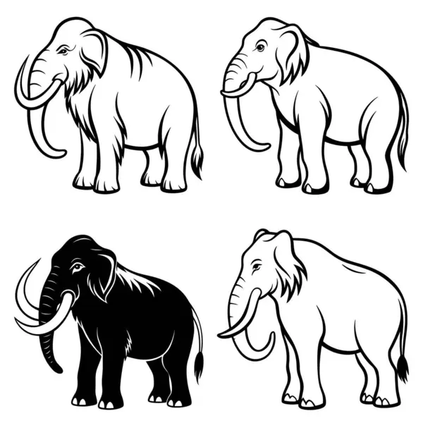 Üç boyutlu dinamik mamut siluet çizgisi sanatı