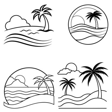 Üç boyutlu dinamik plaj siluet çizgisi sanatı