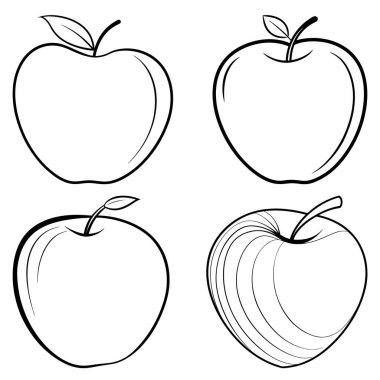 Üç boyutlu dinamik elma ve silüet güzel çizgiler.