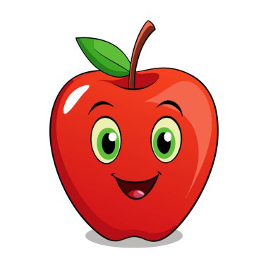 Üç boyutlu güzel renkli elma karikatürü.