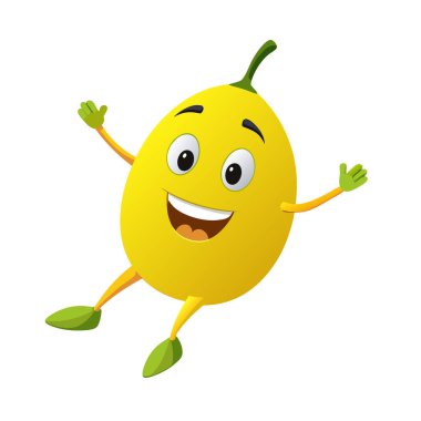 Üç boyutlu güzel renkli limon karikatürü.
