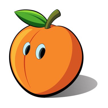 Üç boyutlu güzel renkli şeftali karikatürü.