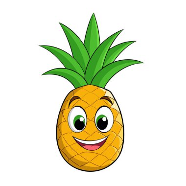 Üç boyutlu güzel renkli ananas karikatürü.