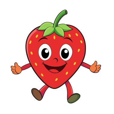 Üç boyutlu güzel renkli çilek karikatürü.