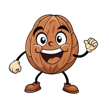 Üç boyutlu güzel renkli ceviz karikatürü.