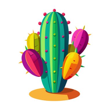 Dinamik renkli kaktüs vektörünün 3D görüntülenmesi