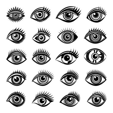 Linocut biçimli göz simgesi