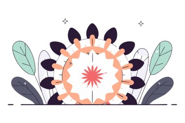 Yaprakları Kuzey Işıkları gibi dışa doğru yayılan dairesel çiçekler.