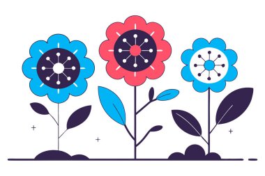 Tamamen noktalardan ve dairelerden oluşan çiçekler.