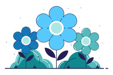 Küçük yuvarlak, yuvarlak, neon renkli noktalardan oluşan çiçekler daha büyük yuvarlak taç yaprakları oluşturur.