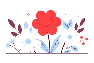 Yuvarlak, katlanmış kağıt sanatı şeklinde çiçekler. Ama pürüzsüz ve stilize.