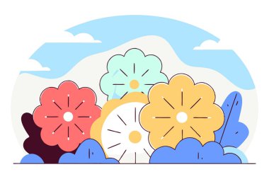 Yapraklar, yumuşak yuvarlak organik şekilli büyük kabarcıklı karikatürlerdir.