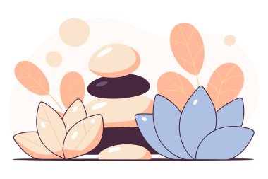 Pürüzsüz kumsal çakıl taşları şeklinde taç yaprakları asimetrik olarak dizilmiş ama hala yuvarlak kompozisyonlarda.