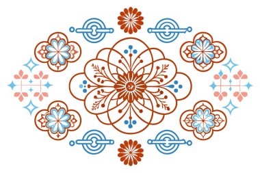 Art deco simetrik yuvarlak bulut şekilli ve süslü kıvrımlı çiçeklere ilham verdi