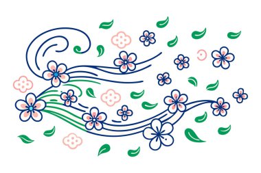 Rüzgarda savrulan kiraz çiçekleri.