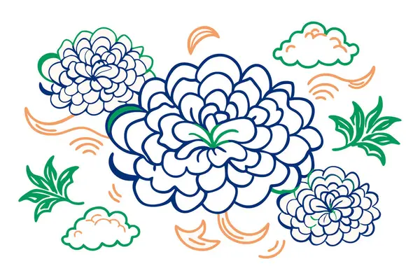 Kanvasa hükmeden bulut kenarlı taç yaprakları olan dev çiçek başları.