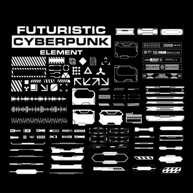 Gelecekçi sokak giyimi siber punk arayüz elemanı teknoloji grafik vektör tasarım şablonu